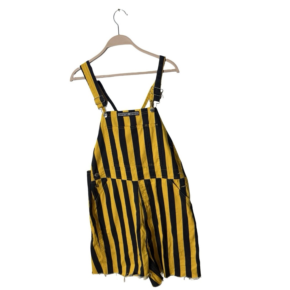 Game Day Bib shorts Overalls Black and Yellow Stripes medium by Game Bibs cutoff